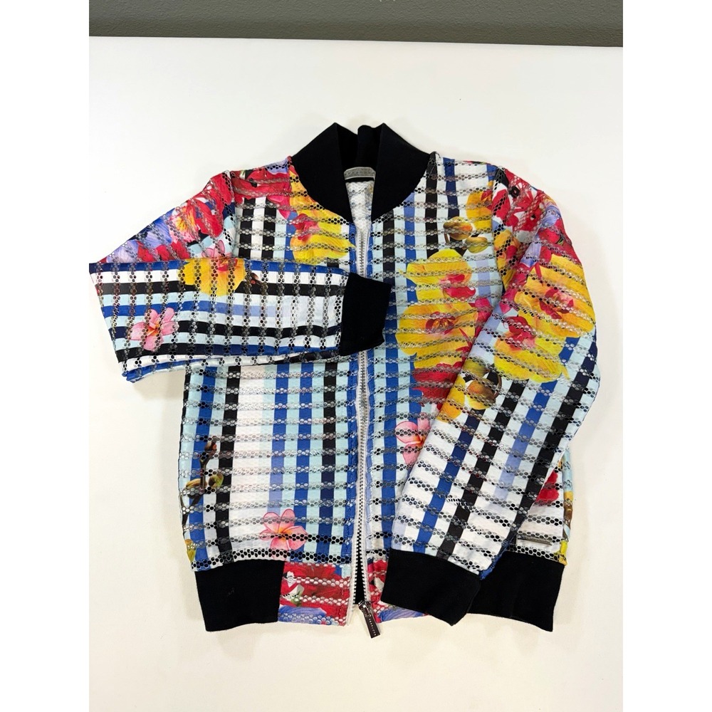 Sean John Mens L Multicolor Floral Bomber Jacket Full Zip Short Regular Fit